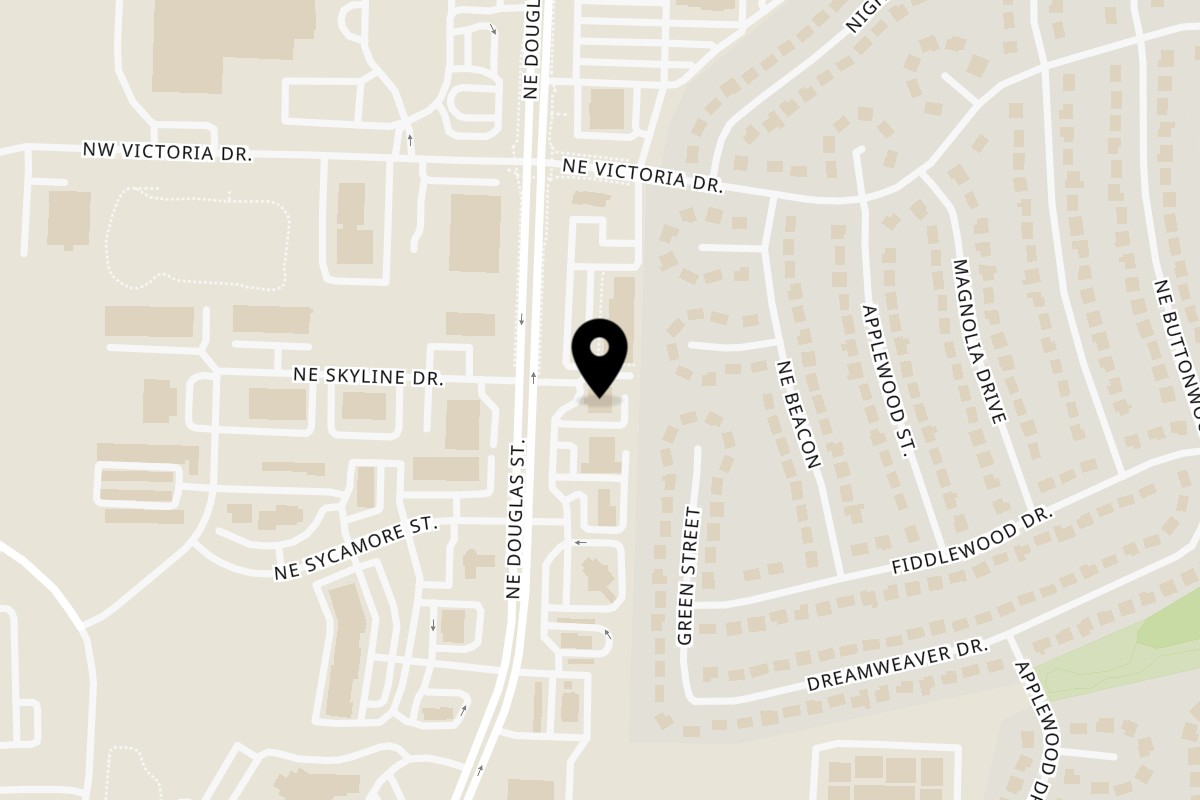 Map showing the location of La Fuente Mexican Bar & Grill on 1255 NE Douglas St in Lee's Summit